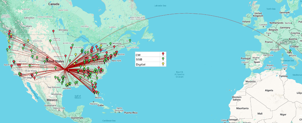 Stations worked map by mode